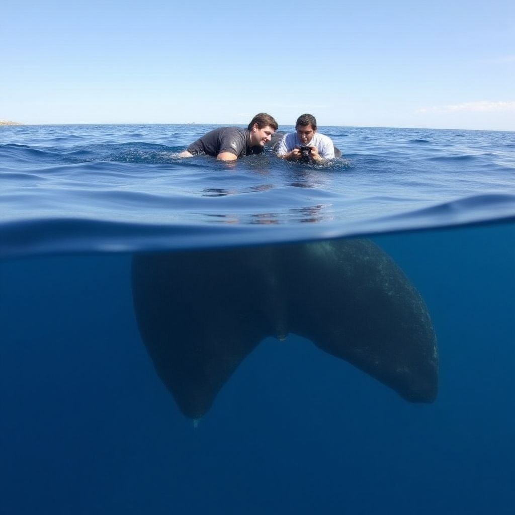 Boat maintaining distance from whales