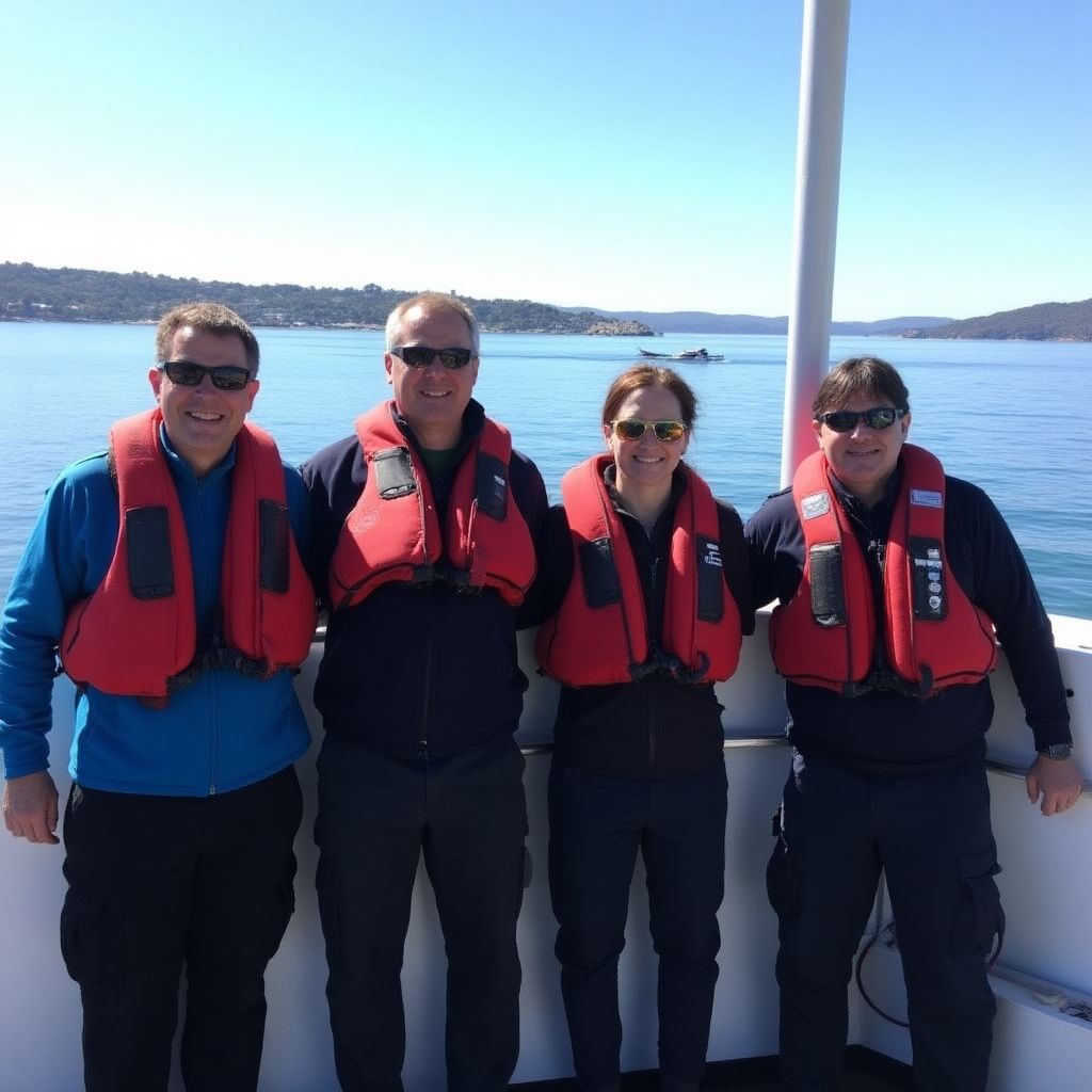 Ocean Encounters team on a whale watching boat