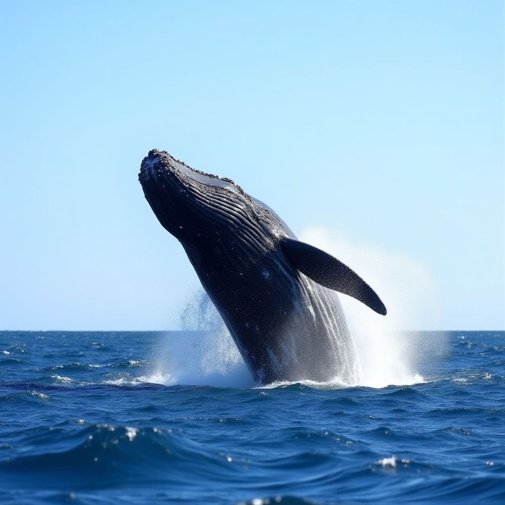 Spectacular breaching whale