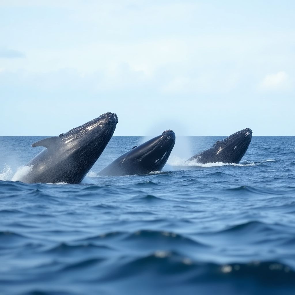 Humpback whales during winter migration