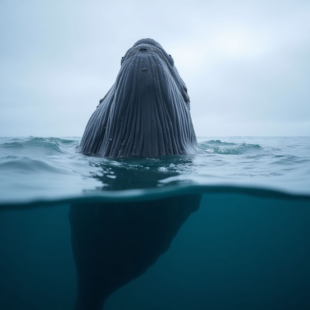 Spyhopping whale
